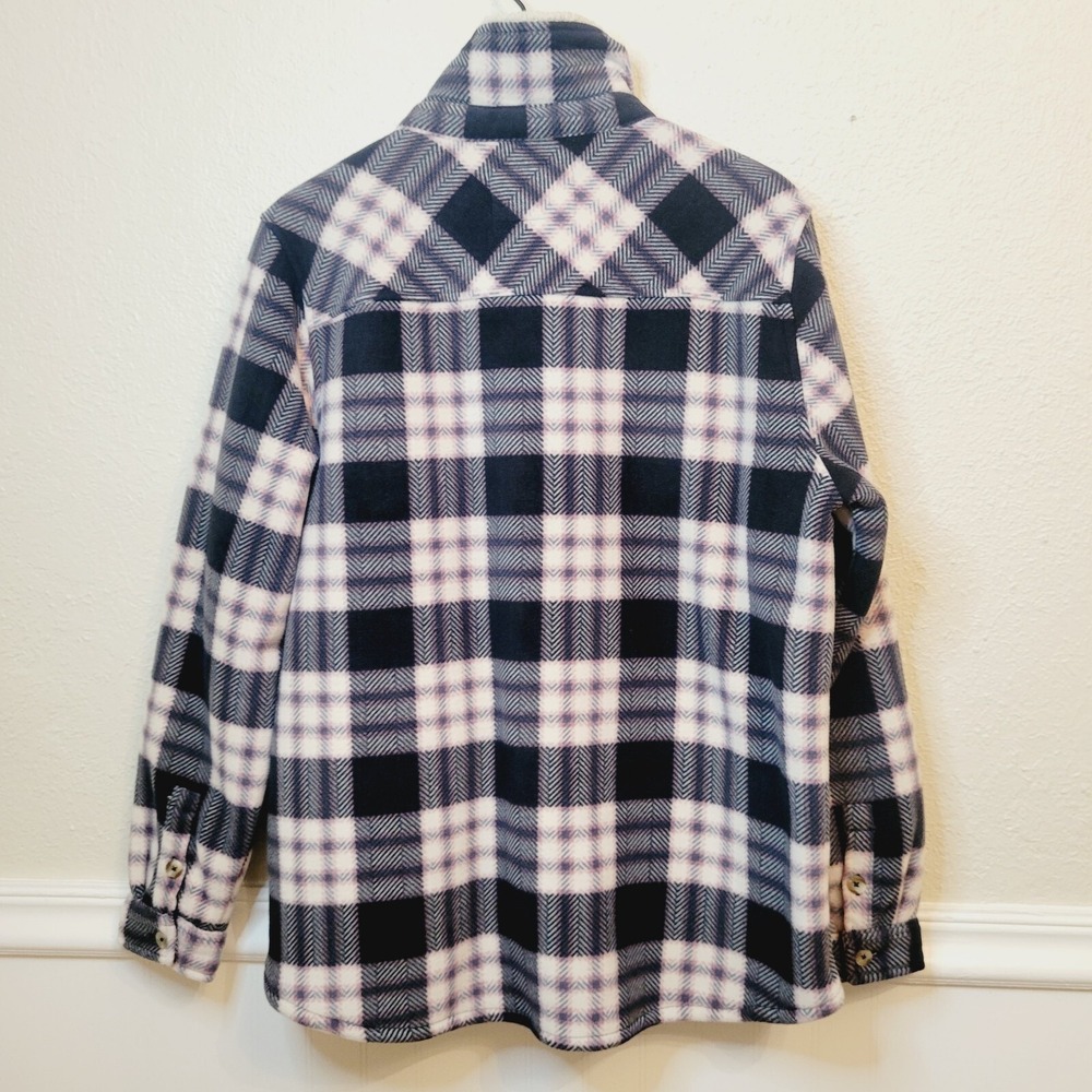 Soho Threads Womens XL Plaid Sherpa Lined Fleece Shirt Jacket Shacket Navy Pink - Picture 13 of 16